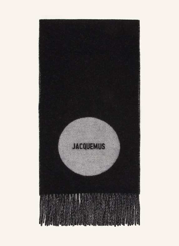 JACQUEMUS Schal LE CHARPE ROND CARRE SCHWARZ/ HELLGRAU