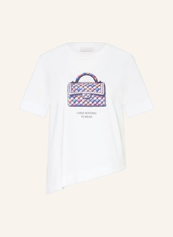 Rich & Royal T-Shirt mit Schmucksteinen WEISS/ BLAU/ GELB