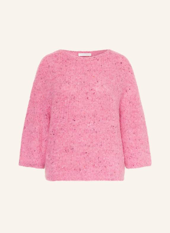 Rich & Royal Sweter z dodatkiem alpaki MOCNORÓŻOWY / SZARY