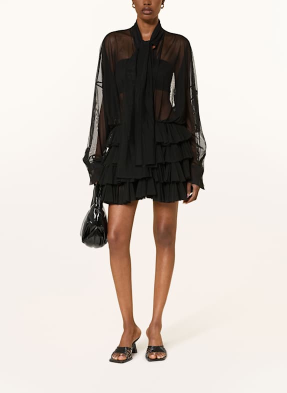 NORMA KAMALI Cocktailkleid mit Schluppe und Rüschen SCHWARZ