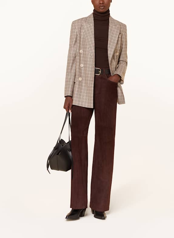 STOULS Leren broek MYTHEO MARRON FONCÉ