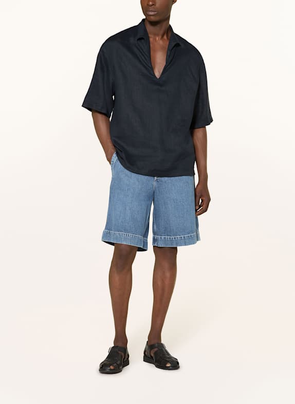 COS Kurzarm-Hemd Relaxed Fit aus Leinen DUNKELBLAU