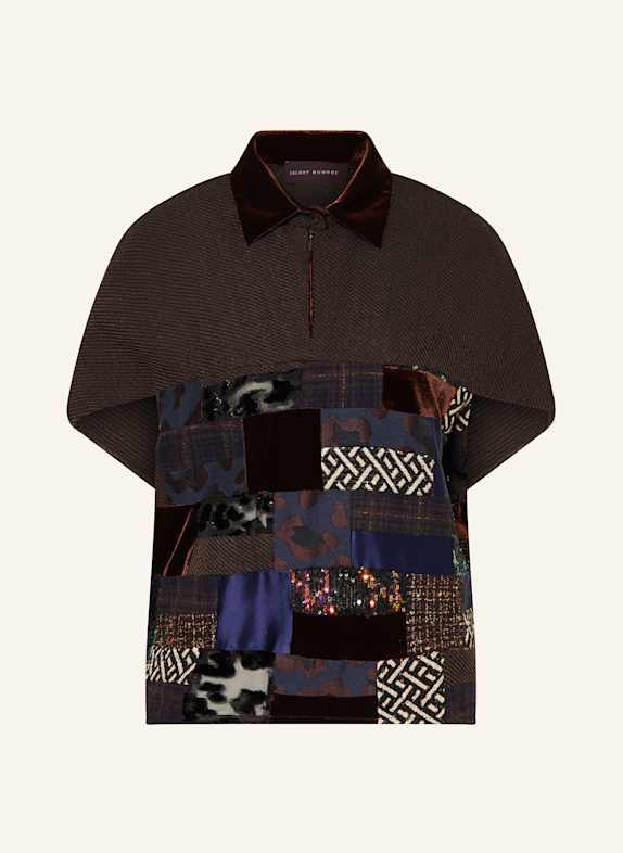 TALBOT RUNHOF Shirt blouse in mixed materials DARK BROWN