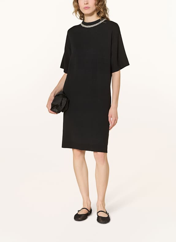 ICHI Strickkleid IHDORISE mit Schmucksteinen SCHWARZ