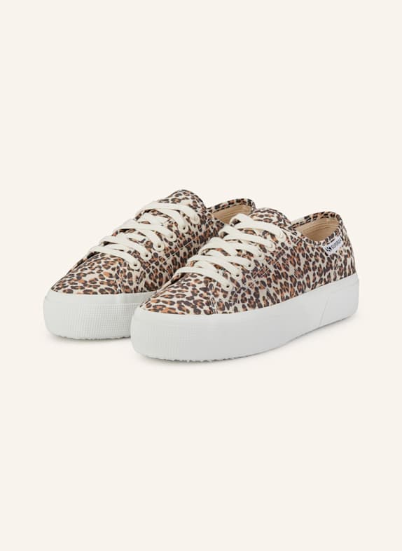 SUPERGA Sneaker 3740 CREME/ DUNKELBRAUN/ COGNAC