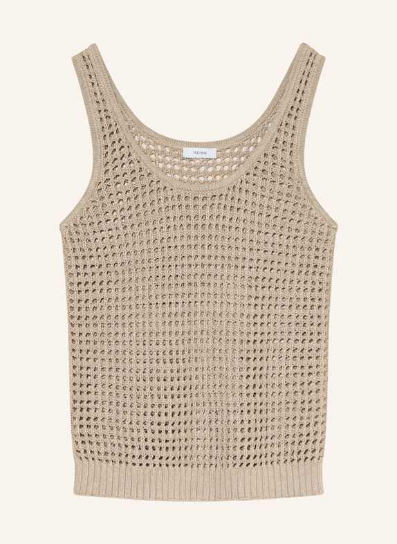 REISS Stricktop CLAUDIA aus Leinen GRAU