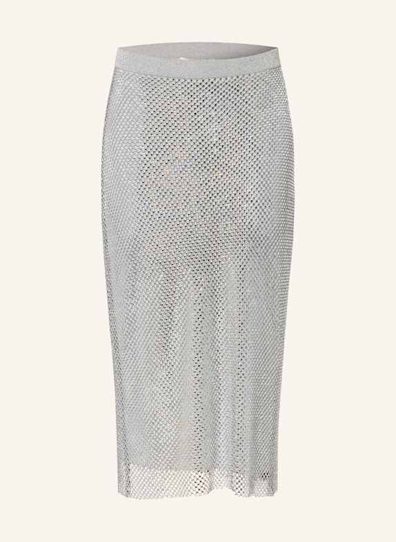 ba&sh Sukně MESHY ze síťoviny s ozdobnými kamínky SVĚTLE ŠEDÁ/ STŘÍBRNÁ