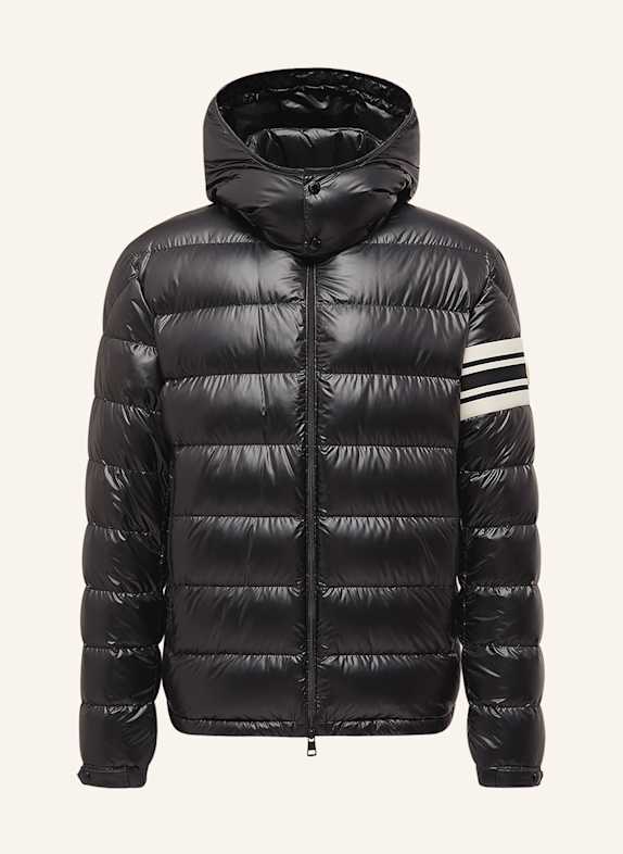 MONCLER Péřová bunda LANDRE s odnímatelnou kapucí ČERNÁ