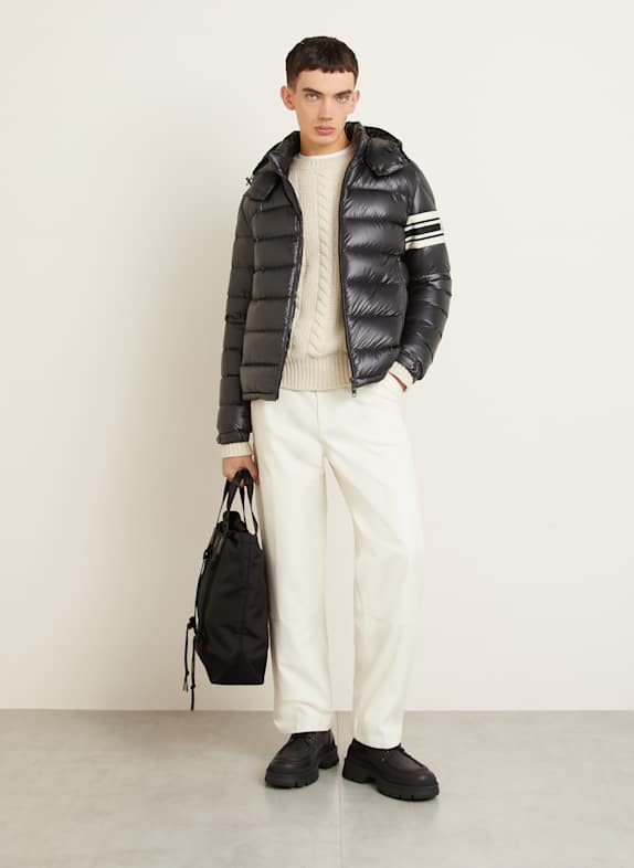 MONCLER Daunenjacke LANDRE mit abnehmbarer Kapuze SCHWARZ