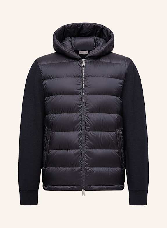 MONCLER Péřová bunda ze směsi materiálů TMAVĚ MODRÁ