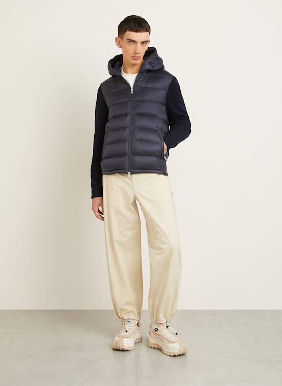 MONCLER Daunenjacke im Materialmix DUNKELBLAU
