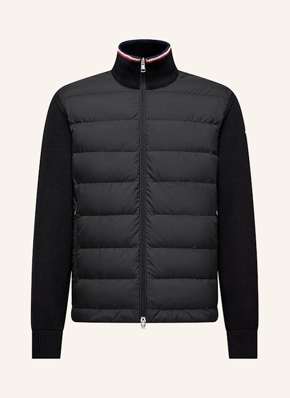 MONCLER Péřová bunda ze směsi materiálů ČERNÁ