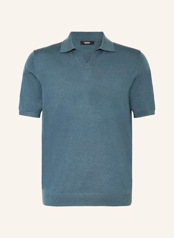 REISS Strick-Poloshirt DUCHIE aus Merinowolle PETROL
