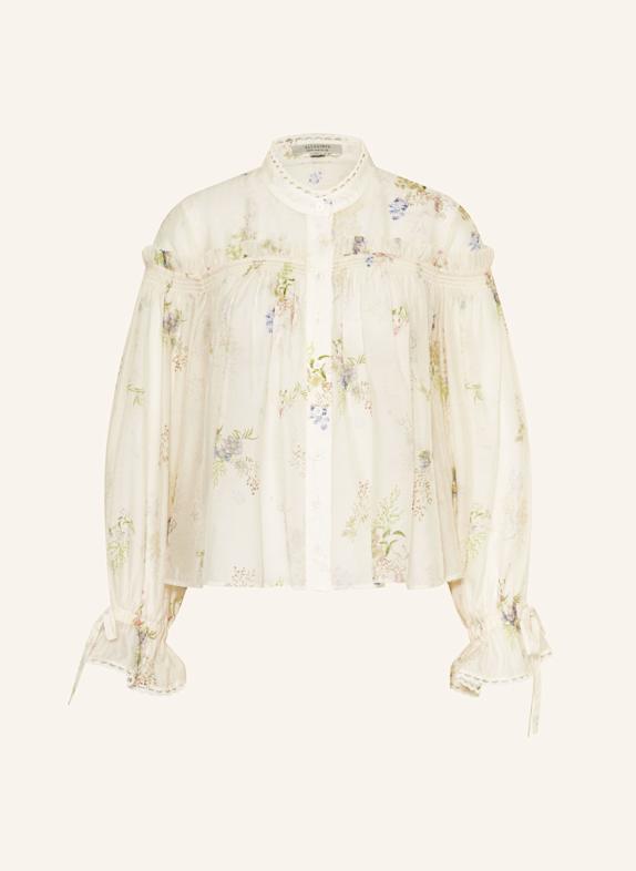 ALLSAINTS Bluzka DELPHINE z falbanką ECRU/ ZIELONY/ LILA