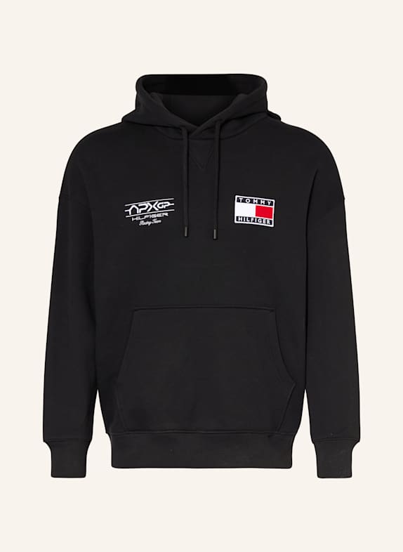 TOMMY HILFIGER Mikina s kapucí ČERNÁ/ BÍLÁ/ ZLATÁ