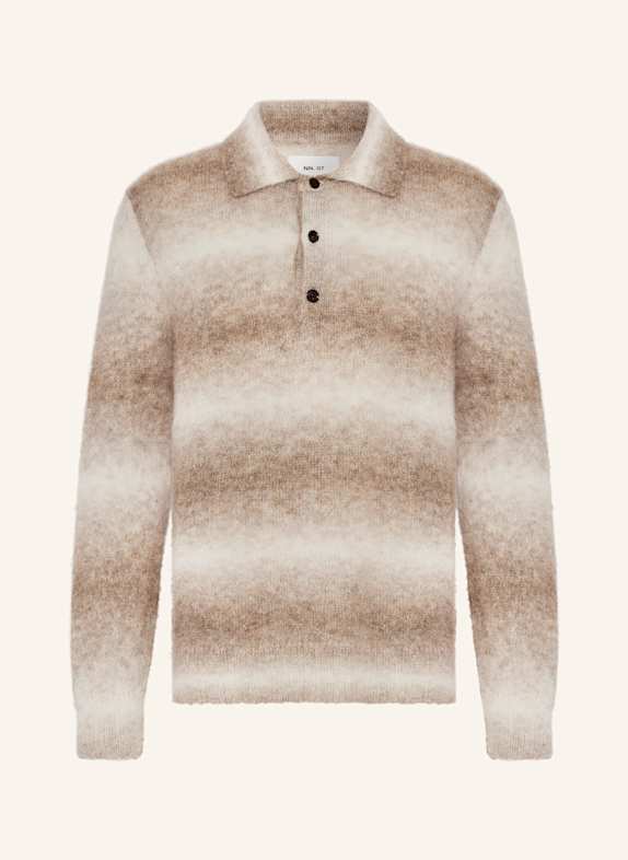 NN.07 Strick-Poloshirt ALFIE aus Alpaka CAMEL / ECRU