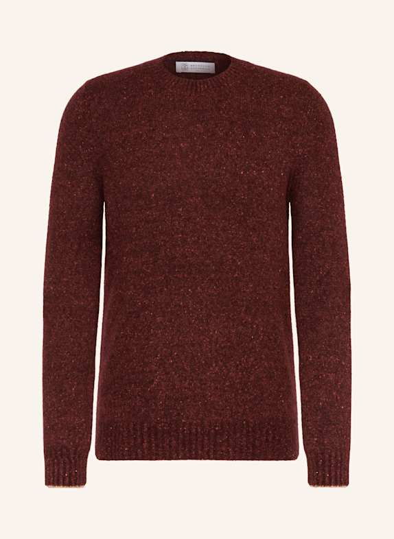 BRUNELLO CUCINELLI Bouclé-Pullover mit Alpaka DUNKELROT