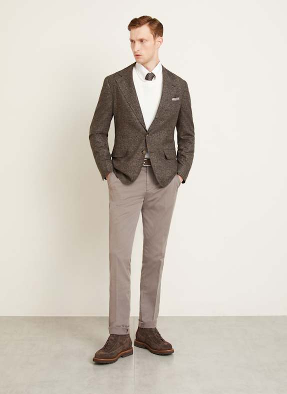 BRUNELLO CUCINELLI Flanellen colbert Extra Slim Fit met zijde TAUPE / BRUIN