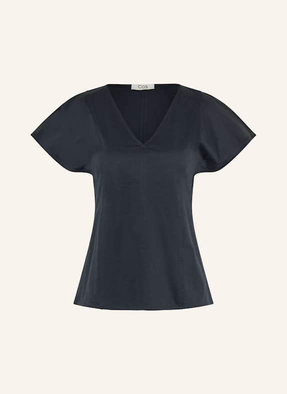 COS T-shirt z wolantami GRANATOWY