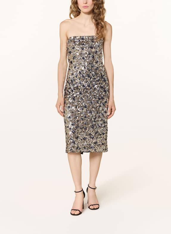 ADRIANNA PAPELL Cocktailkleid mit Pailletten DUNKELBLAU / SILBER / ROSÉGOLD