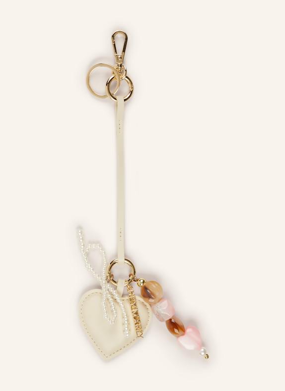 HEY MARLY Zawieszka do torby HEART & PEARLS KREMOWY