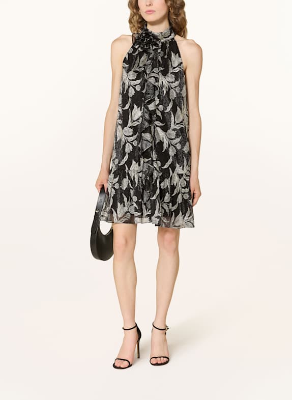 ADRIANNA PAPELL Cocktailkleid mit Glitzergarn und Volants SCHWARZ / GOLD