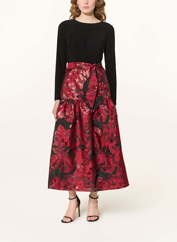 ADRIANNA PAPELL Abendkleid im Materialmix SCHWARZ / ROT