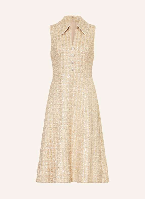 ADRIANNA PAPELL Cocktailkleid mit Glitzergarn und Pailletten ECRU / GOLD