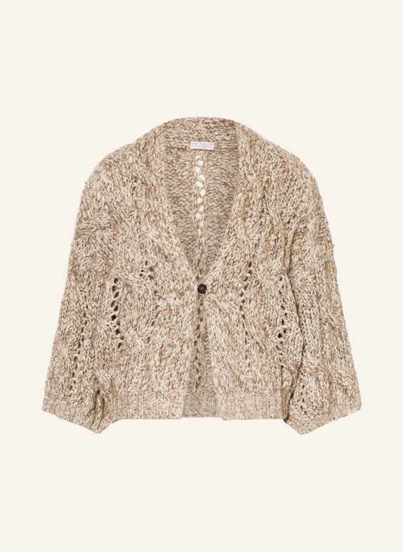 BRUNELLO CUCINELLI Cardigan with cashmere and sequins BROWN/ BEIGE