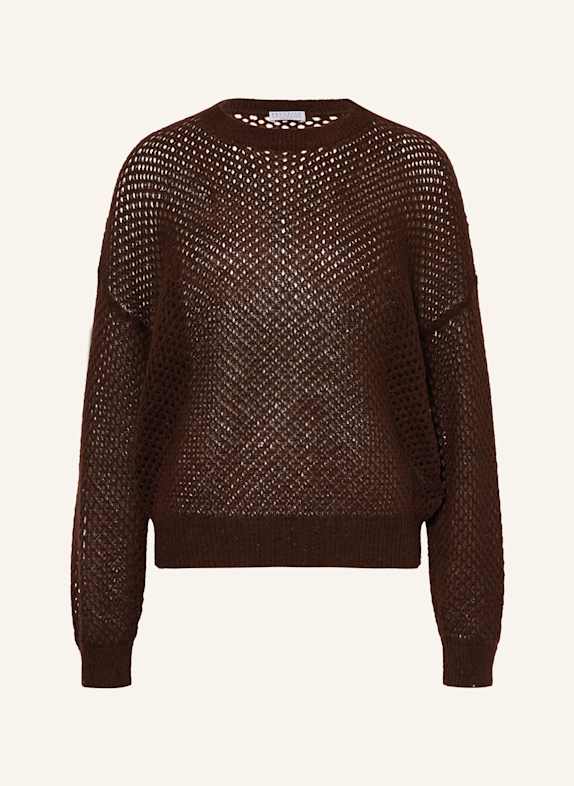 BRUNELLO CUCINELLI Sweater with mohair and sequins DARK BROWN