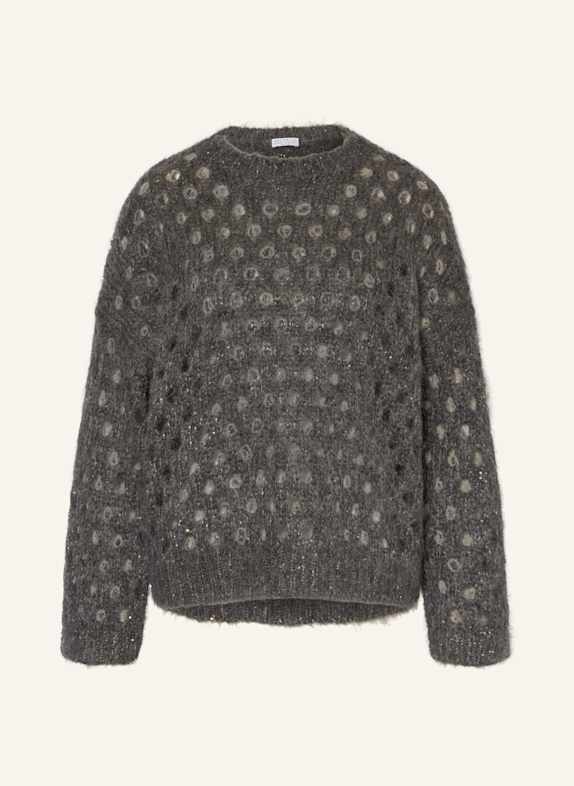 BRUNELLO CUCINELLI Sweater with mohair and sequins DARK GRAY/ GOLD
