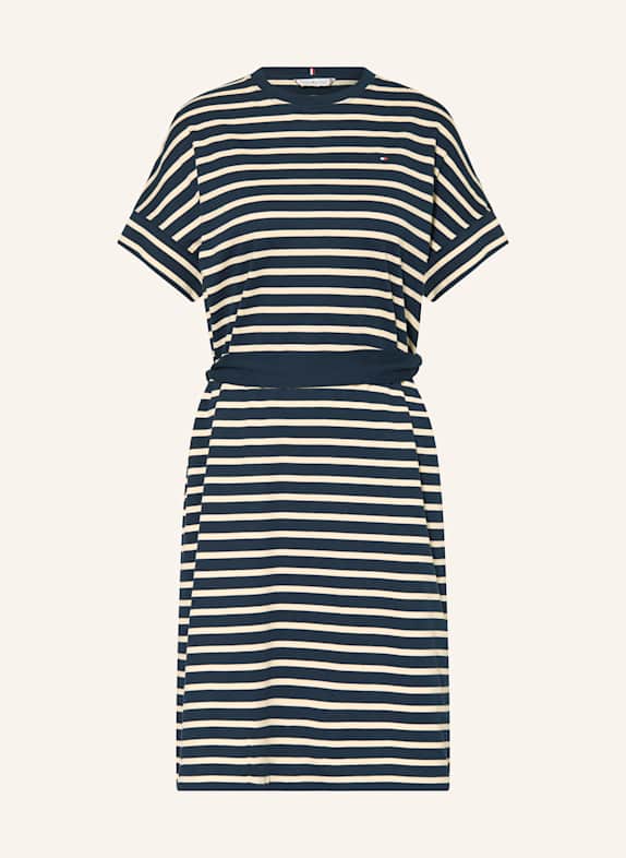TOMMY HILFIGER Jerseykleid DUNKELBLAU/ BEIGE