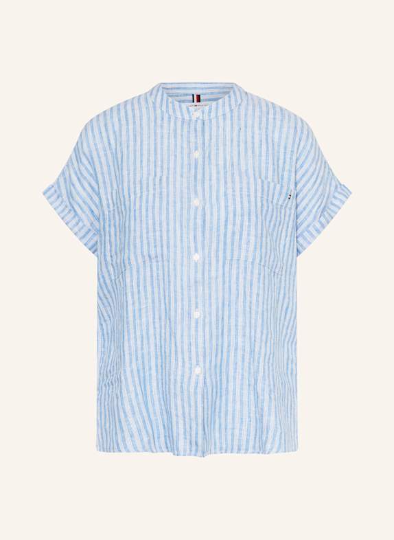TOMMY HILFIGER Linen blouse LIGHT BLUE/ WHITE