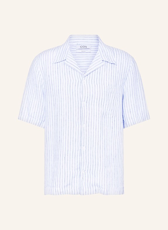 COS Resorthemd Regular Fit aus Leinen DUNKELBLAU/ WEISS