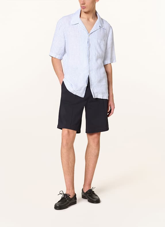 COS Resorthemd Regular Fit van linnen DONKERBLAUW / WIT