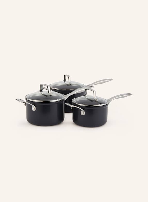 LE CREUSET 3tlg. Profitopfset ESSENTIAL SCHWARZ/ SILBER