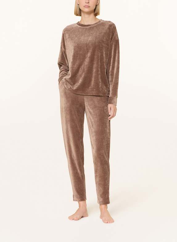 mey Lounge-tröja Serie VELVET DREAM i velour MÖRKBRUN