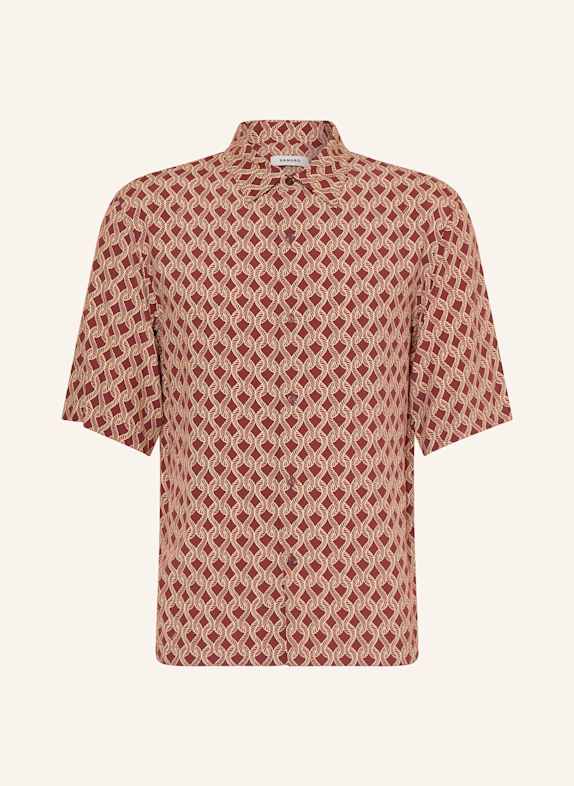 SANDRO Kurzarm-Hemd Regular Fit BRAUN/ CREME