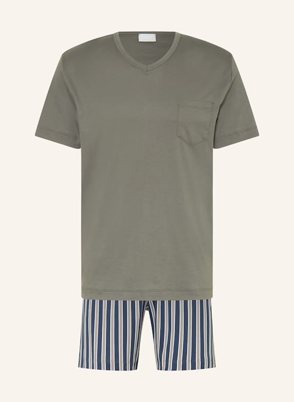mey Shorty pajamas from the ROUGH STRIPES series KHAKI / DARK BLUE