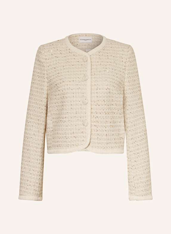 CLAUDIE PIERLOT Tweed-Jacke mit Pailletten ECRU/ SILBER