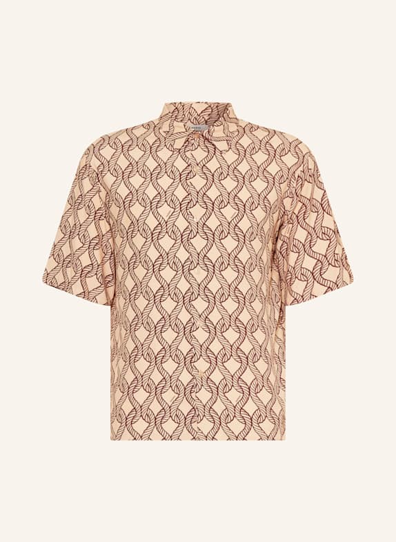 SANDRO Kurzarm-Hemd Regular Fit NUDE/ DUNKELBRAUN