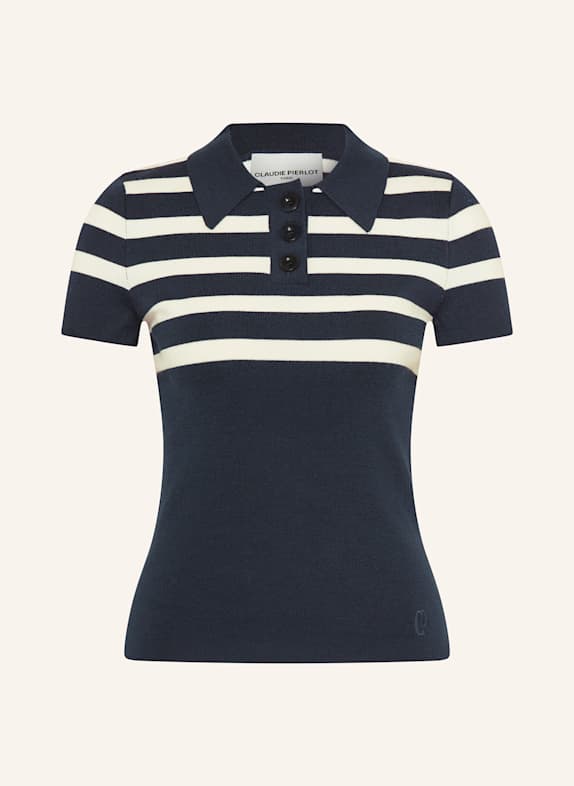 CLAUDIE PIERLOT Koszulka polo z dzianiny GRANATOWY / BIAŁY