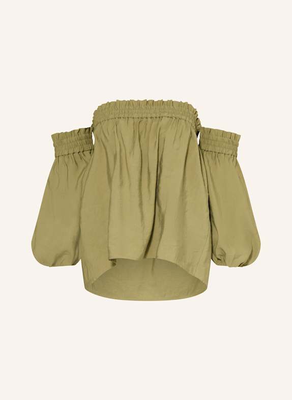 ba&sh Off shoulder halenka DALILA s odnímatelnými rukávy KHAKI