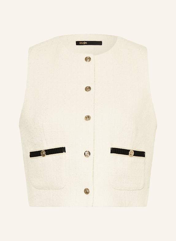 maje Cropped-Weste aus Bouclé mit Glitzergarn ECRU