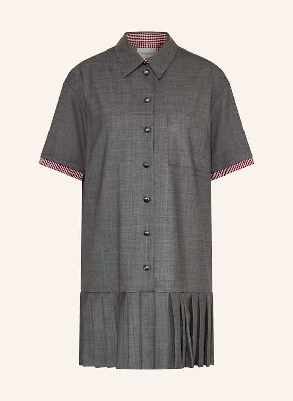CLAUDIE PIERLOT Hemdblusenkleid DUNKELGRAU/ DUNKELROT/ WEISS