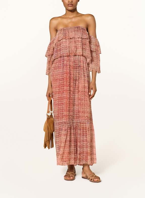 ba&sh Off-Shoulder-Kleid ROBBIE mit abnehmbaren Ärmeln HELLROT