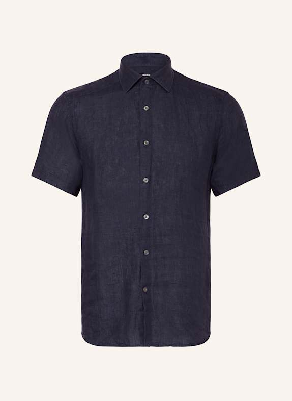 REISS Kurzarm-Hemd HOLIDAY Slim Fit aus Leinen DUNKELBLAU