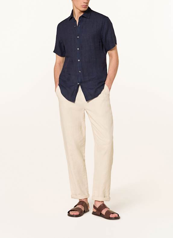 REISS Korte mouwen overhemd HOLIDAY Slim Fit van linnen DONKERBLAUW