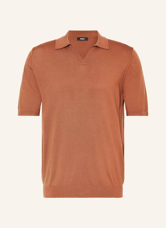 REISS Strick-Poloshirt DUCHIE aus Merinowolle DUNKELORANGE