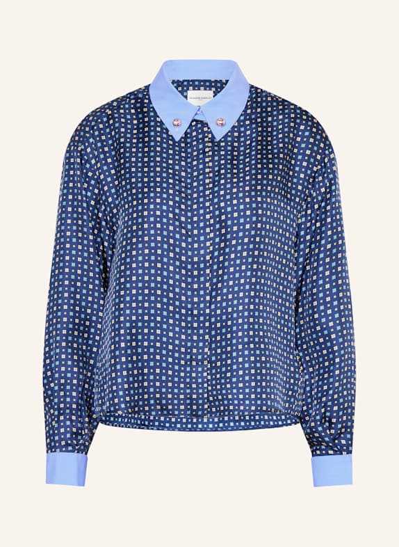 CLAUDIE PIERLOT Hemdbluse aus Seide DUNKELBLAU/ TÜRKIS/ GELB